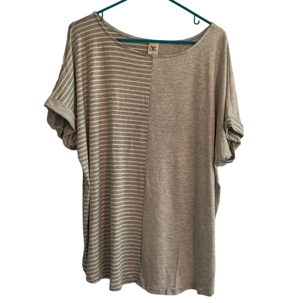 Sew in Love Color Block Stripe Top - Gray